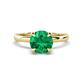 1 - Abena 0.86 ctw Emerald (6.00 mm) with Prong Studded Side Natural Diamond Solitaire Plus Engagement Ring 