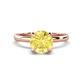 1 - Abena 1.01 ctw Yellow Sapphire (6.00 mm) with Prong Studded Side Natural Diamond Solitaire Plus Engagement Ring 