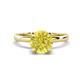 1 - Abena 1.06 ctw Yellow Diamond (6.50 mm) with Prong Studded Side Natural Diamond Solitaire Plus Engagement Ring 
