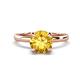 1 - Abena 0.93 ctw Citrine (6.50 mm) with Prong Studded Side Natural Diamond Solitaire Plus Engagement Ring 