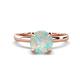 1 - Abena 0.72 ctw Opal (6.50 mm) with Prong Studded Side Natural Diamond Solitaire Plus Engagement Ring 