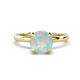 1 - Abena 0.72 ctw Opal (6.50 mm) with Prong Studded Side Natural Diamond Solitaire Plus Engagement Ring 
