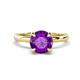 1 - Abena 0.93 ctw Amethyst (6.50 mm) with Prong Studded Side Natural Diamond Solitaire Plus Engagement Ring 