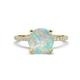 1 - Aisha 1.75 Ctw (8.00 mm) Round Opal with side Lab Grown Diamond Hidden Halo Engagement ring