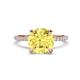 1 - Aisha 3.10 Ctw (8.00 mm) Round Created Yellow Sapphire with side Lab Grown Diamond Hidden Halo Engagement ring