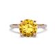 1 - Aisha 2.25 Ctw (8.00 mm) Round Citrine with side Lab Grown Diamond Hidden Halo Engagement ring