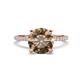 1 - Aisha 2.15 Ctw (8.00 mm) Round Smoky Quartz with side Lab Grown Diamond Hidden Halo Engagement ring