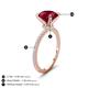 4 - Aisha 3.10 Ctw (8.00 mm) Round Created Ruby with side Lab Grown Diamond Hidden Halo Engagement ring