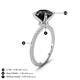 4 - Aisha 3.35 Ctw (8.00 mm) Round Black Diamond with side Lab Grown Diamond Hidden Halo Engagement ring