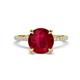 1 - Aisha 3.10 Ctw (8.00 mm) Round Created Ruby with side Lab Grown Diamond Hidden Halo Engagement ring
