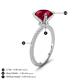 4 - Aisha 3.10 Ctw (8.00 mm) Round Created Ruby with side Lab Grown Diamond Hidden Halo Engagement ring