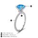 4 - Aisha 2.35 Ctw (8.00 mm) Round Blue Topaz with side Lab Grown Diamond Hidden Halo Engagement ring