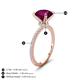4 - Aisha 2.61 Ctw (8.00 mm) Round Rhodolite Garnet with side Lab Grown Diamond Hidden Halo Engagement ring