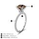 4 - Aisha 2.15 Ctw (8.00 mm) Round Smoky Quartz with side Lab Grown Diamond Hidden Halo Engagement ring