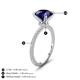 4 - Aisha 3.10 Ctw (8.00 mm) Round Created Blue Sapphire with side Lab Grown Diamond Hidden Halo Engagement ring