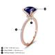 4 - Aisha 3.10 Ctw (8.00 mm) Round Created Blue Sapphire with side Lab Grown Diamond Hidden Halo Engagement ring