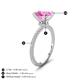 4 - Aisha 3.10 Ctw (8.00 mm) Round Created Pink Sapphire with side Lab Grown Diamond Hidden Halo Engagement ring