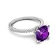 6 - Aisha 2.25 Ctw (8.00 mm) Round Amethyst with side Lab Grown Diamond Hidden Halo Engagement ring