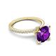 6 - Aisha 2.25 Ctw (8.00 mm) Round Amethyst with side Lab Grown Diamond Hidden Halo Engagement ring