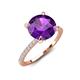 5 - Aisha 2.25 Ctw (8.00 mm) Round Amethyst with side Lab Grown Diamond Hidden Halo Engagement ring