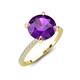 5 - Aisha 2.25 Ctw (8.00 mm) Round Amethyst with side Lab Grown Diamond Hidden Halo Engagement ring