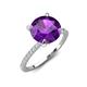 5 - Aisha 2.25 Ctw (8.00 mm) Round Amethyst with side Lab Grown Diamond Hidden Halo Engagement ring