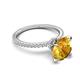 6 - Aisha 2.25 Ctw (8.00 mm) Round Citrine with side Lab Grown Diamond Hidden Halo Engagement ring