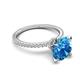 6 - Aisha 2.35 Ctw (8.00 mm) Round Blue Topaz with side Lab Grown Diamond Hidden Halo Engagement ring