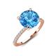 5 - Aisha 2.35 Ctw (8.00 mm) Round Blue Topaz with side Lab Grown Diamond Hidden Halo Engagement ring