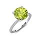 5 - Aisha 2.15 Ctw (8.00 mm) Round Peridot with side Lab Grown Diamond Hidden Halo Engagement ring