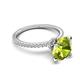 6 - Aisha 2.15 Ctw (8.00 mm) Round Peridot with side Lab Grown Diamond Hidden Halo Engagement ring