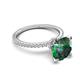 6 - Aisha 2.61 Ctw (8.00 mm) Round Created Alexandrite with side Lab Grown Diamond Hidden Halo Engagement ring