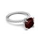 6 - Aisha 2.61 Ctw (8.00 mm) Round Red Garnet with side Lab Grown Diamond Hidden Halo Engagement ring