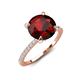 5 - Aisha 2.61 Ctw (8.00 mm) Round Red Garnet with side Lab Grown Diamond Hidden Halo Engagement ring
