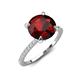 5 - Aisha 2.61 Ctw (8.00 mm) Round Red Garnet with side Lab Grown Diamond Hidden Halo Engagement ring