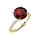 5 - Aisha 2.61 Ctw (8.00 mm) Round Red Garnet with side Lab Grown Diamond Hidden Halo Engagement ring