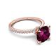 6 - Aisha 2.61 Ctw (8.00 mm) Round Rhodolite Garnet with side Lab Grown Diamond Hidden Halo Engagement ring