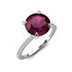 5 - Aisha 2.61 Ctw (8.00 mm) Round Rhodolite Garnet with side Lab Grown Diamond Hidden Halo Engagement ring