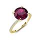 5 - Aisha 2.61 Ctw (8.00 mm) Round Rhodolite Garnet with side Lab Grown Diamond Hidden Halo Engagement ring