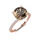 5 - Aisha 2.15 Ctw (8.00 mm) Round Smoky Quartz with side Lab Grown Diamond Hidden Halo Engagement ring