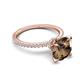 6 - Aisha 2.15 Ctw (8.00 mm) Round Smoky Quartz with side Lab Grown Diamond Hidden Halo Engagement ring