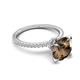 6 - Aisha 2.15 Ctw (8.00 mm) Round Smoky Quartz with side Lab Grown Diamond Hidden Halo Engagement ring