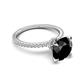 6 - Aisha 3.35 Ctw (8.00 mm) Round Black Diamond with side Lab Grown Diamond Hidden Halo Engagement ring
