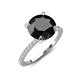 5 - Aisha 3.35 Ctw (8.00 mm) Round Black Diamond with side Lab Grown Diamond Hidden Halo Engagement ring