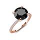 5 - Aisha 3.35 Ctw (8.00 mm) Round Black Diamond with side Lab Grown Diamond Hidden Halo Engagement ring