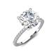 5 - Aisha 1.95 Ctw (8.00 mm) Round Moissanite with side Lab Grown Diamond Hidden Halo Engagement ring