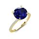 5 - Aisha 3.10 Ctw (8.00 mm) Round Created Blue Sapphire with side Lab Grown Diamond Hidden Halo Engagement ring