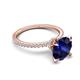 6 - Aisha 3.10 Ctw (8.00 mm) Round Created Blue Sapphire with side Lab Grown Diamond Hidden Halo Engagement ring