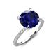 5 - Aisha 3.10 Ctw (8.00 mm) Round Created Blue Sapphire with side Lab Grown Diamond Hidden Halo Engagement ring