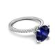 6 - Aisha 3.10 Ctw (8.00 mm) Round Created Blue Sapphire with side Lab Grown Diamond Hidden Halo Engagement ring